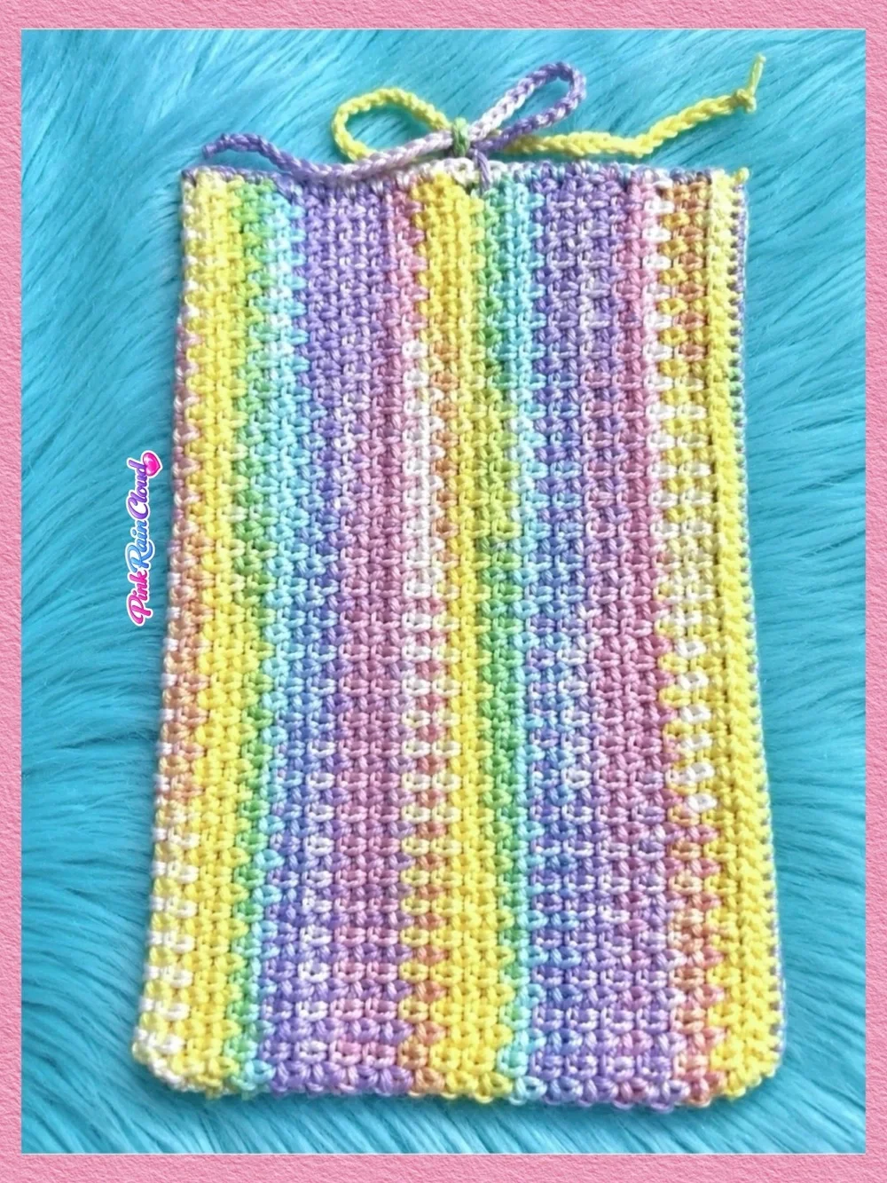 PinkRainCloud Handmade Pastel Crochet Book Pouch Sleeve Pouch Soft Textured